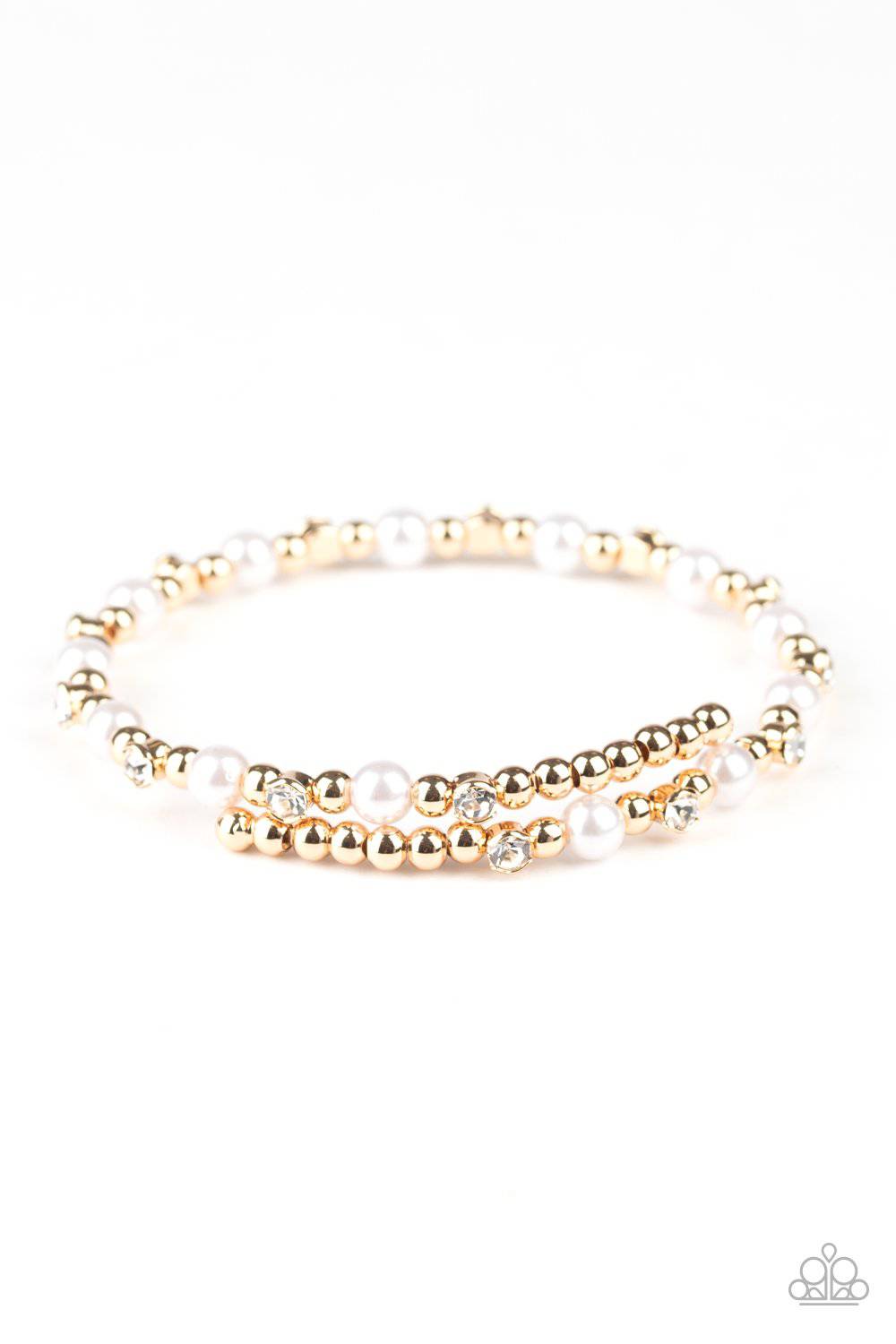 Decadently Dainty - Gold Pearl & Rhinestone Bracelet - Paparazzi Accessories - GlaMarous Titi Jewels