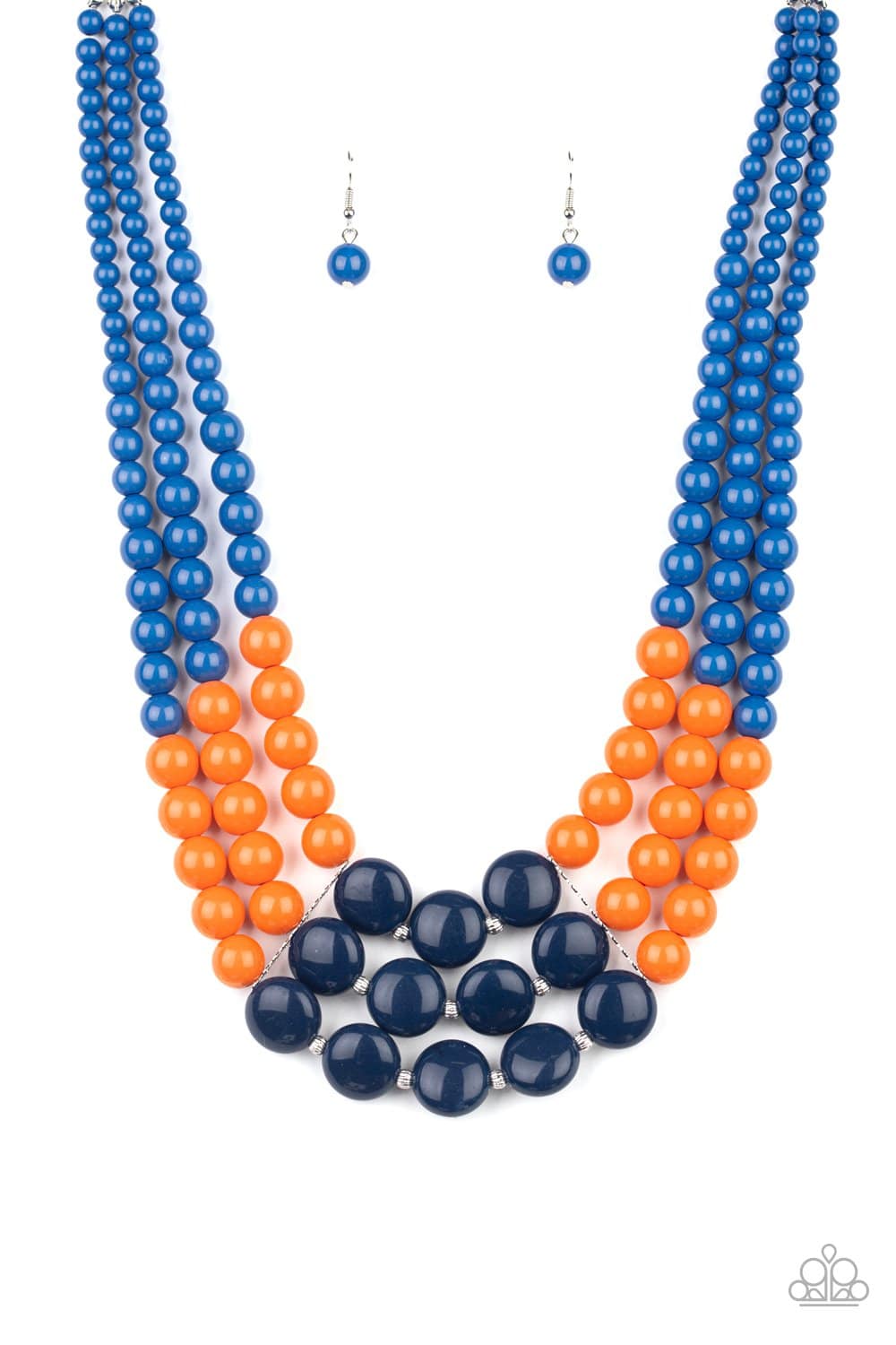 Beach Bauble - Blue & Orange Bead Necklace - Paparazzi Accessories - GlaMarous Titi Jewels