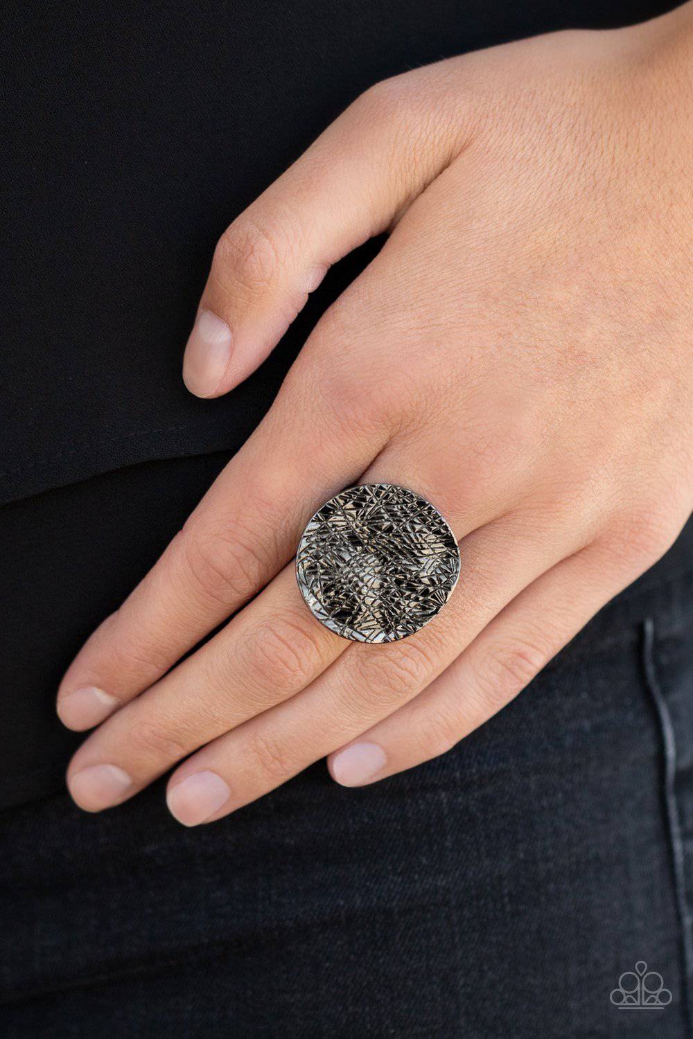 Lined Up - Black Gunmetal Ring - Paparazzi Accessories - GlaMarous Titi Jewels