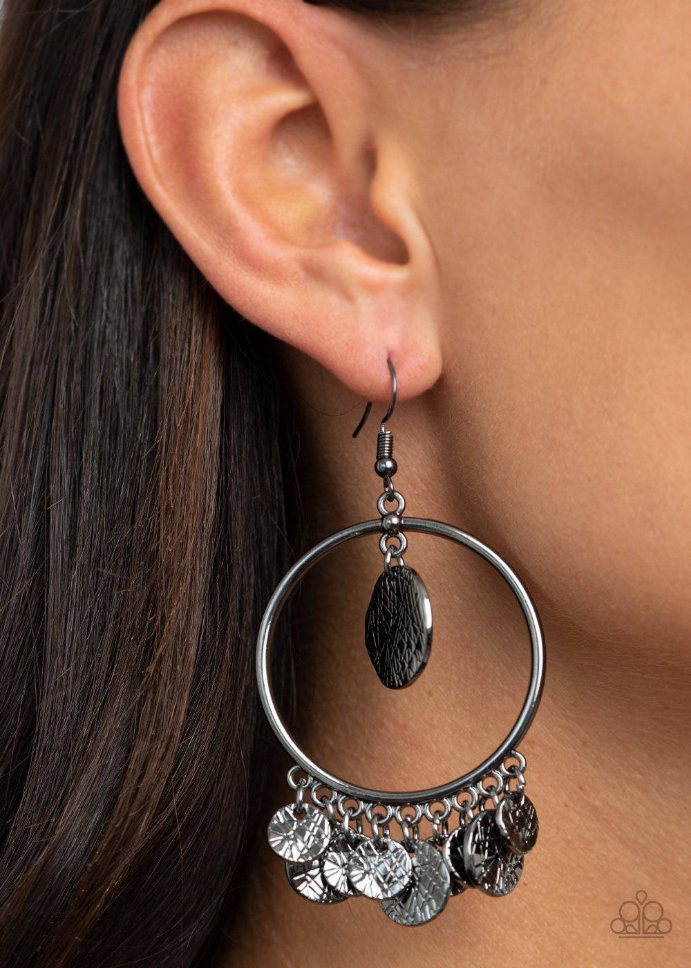 Start From Scratch - Black Gunmetal Earrings - Paparazzi Accessories - GlaMarous Titi Jewels