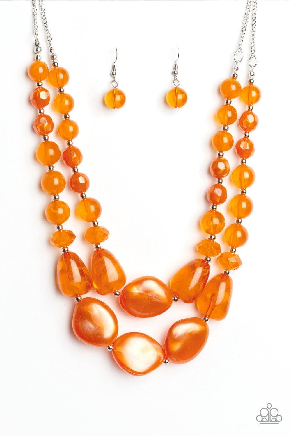 Beach Glam - Orange Amberglow Beads Necklace - Paparazzi Accessories - GlaMarous Titi Jewels