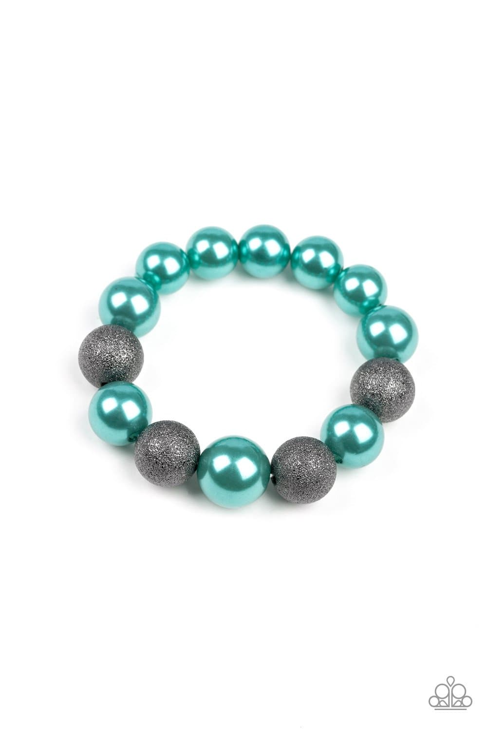 Humble Hustle - Green & Gunmetal Stretchy Bracelet - Paparazzi Accessories - GlaMarous Titi Jewels