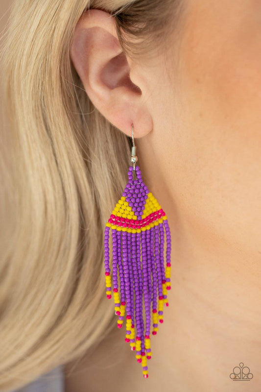 BEADazzle Me - Purple Yellow Pink Seed Bead Earrings - Paparazzi Accessories - GlaMarous Titi Jewels