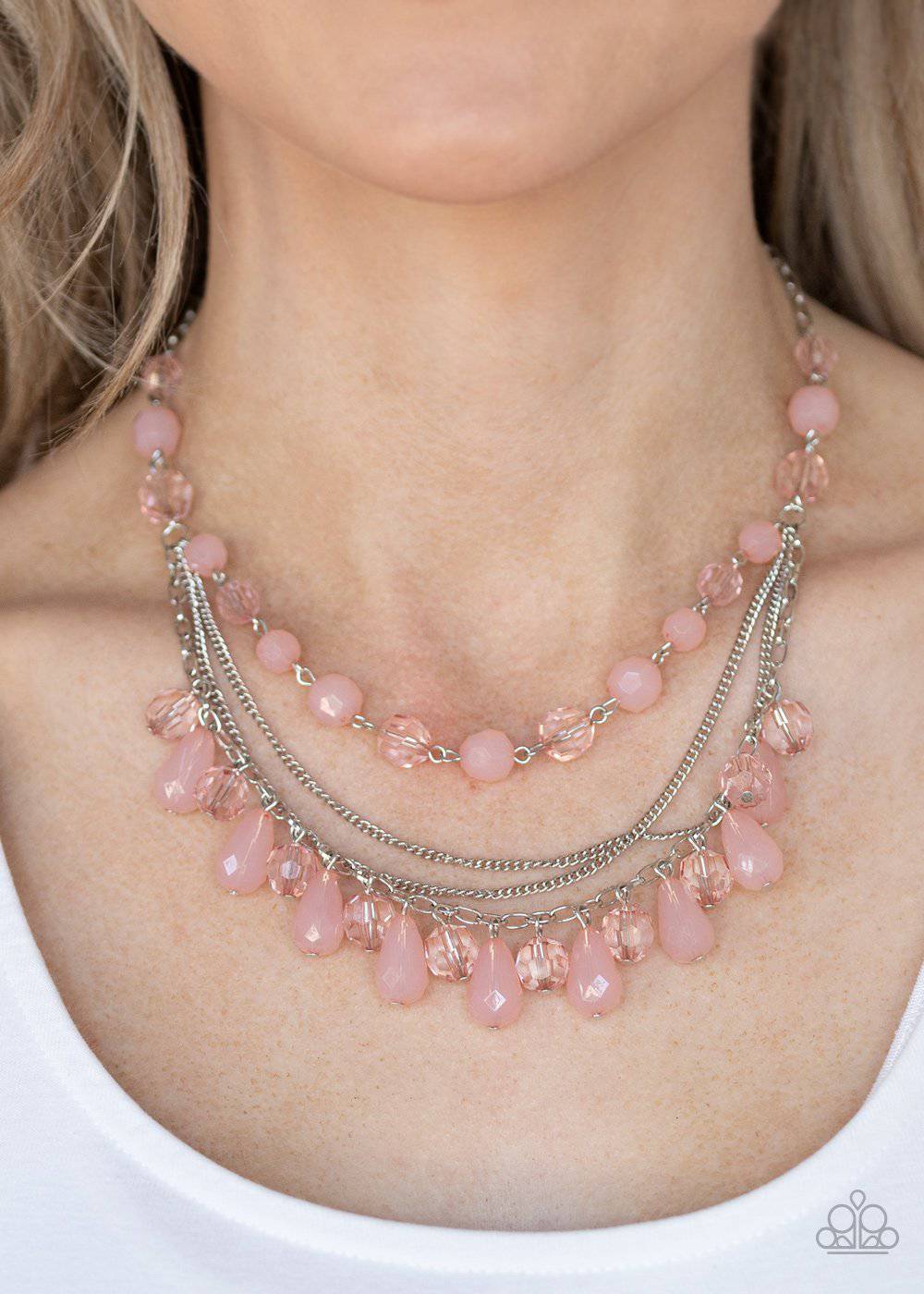 Awe-Inspiring Iridescence - Pink Glassy Bead Necklace - Paparazzi Accessories - GlaMarous Titi Jewels