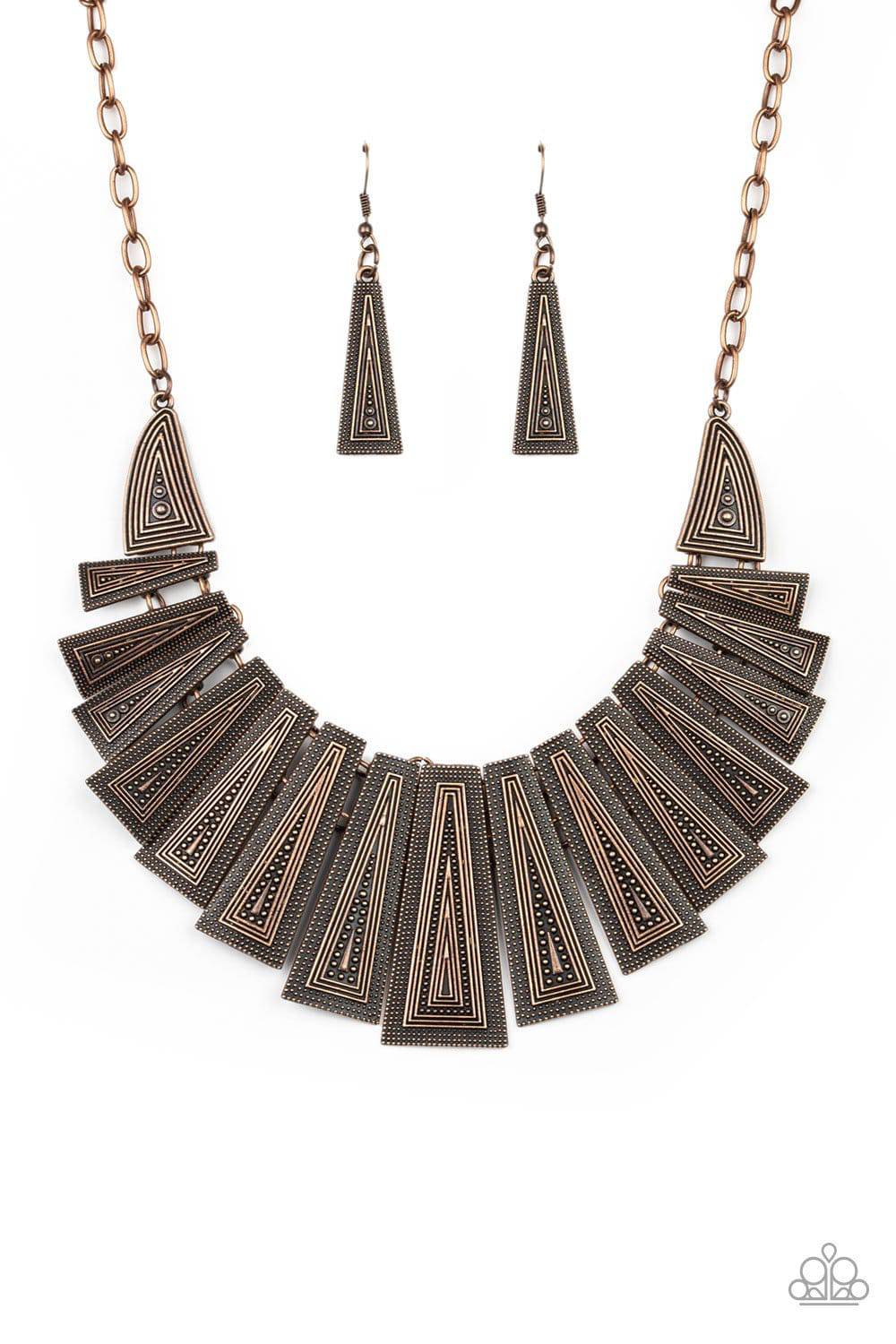 Metro Mane - Copper Necklace - Paparazzi Accessories - GlaMarous Titi Jewels