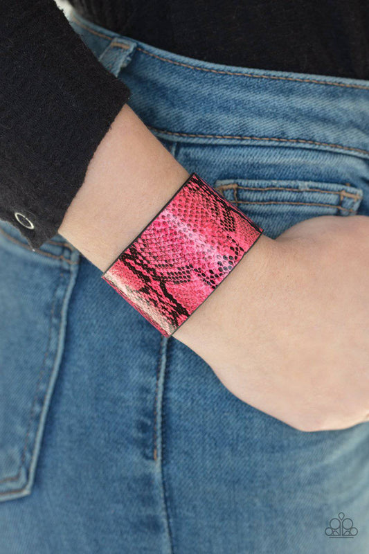 Its a Jungle Out There - Neon Pink Python Bracelet - Paparazzi Accessories - GlaMarous Titi Jewels