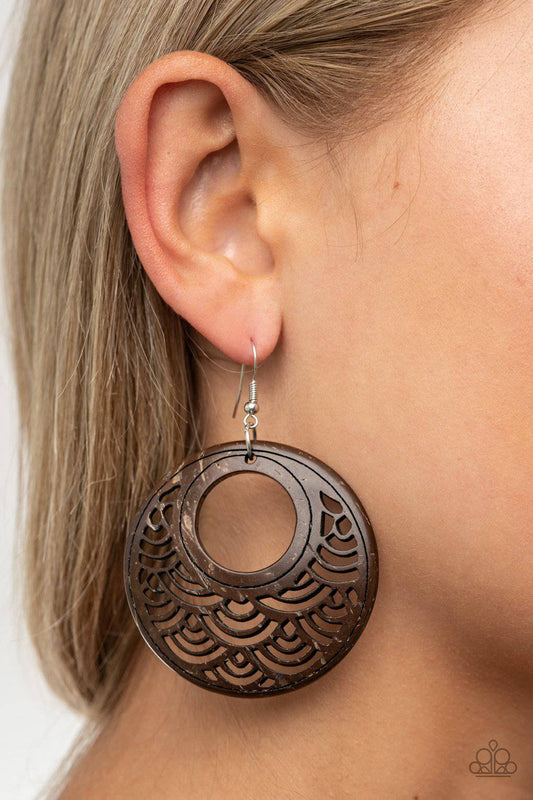 Tropical Canopy - Brown Wooden Earrings - Paparazzi Accessories - GlaMarous Titi Jewels