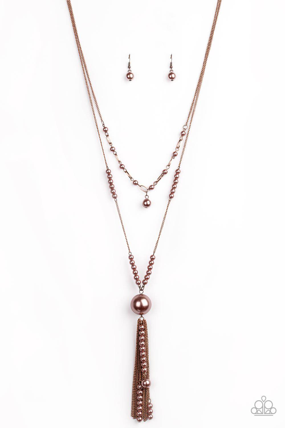 Abstract Elegance - Copper Pearl Necklace - Paparazzi Accessories - GlaMarous Titi Jewels