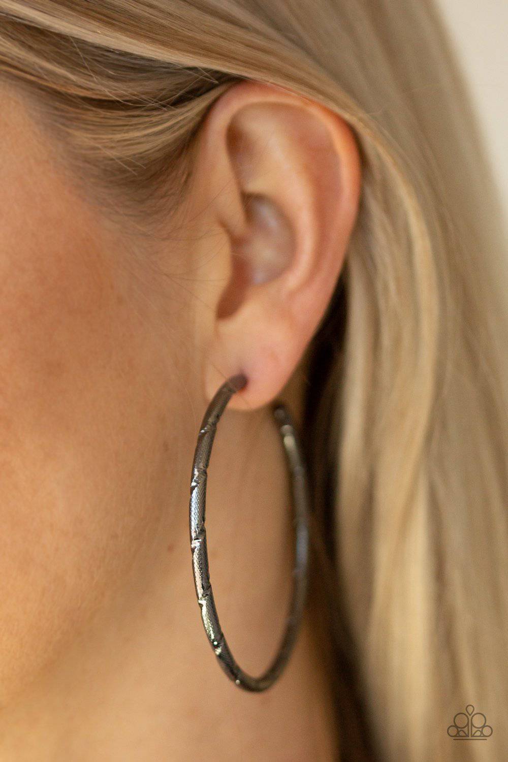 A Double Take - Black Gunmetal Hoop Earrings - Paparazzi Accessories - GlaMarous Titi Jewels