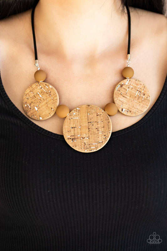 Pop The Cork - White Cork-Like Necklace - Paparazzi Accessories - GlaMarous Titi Jewels