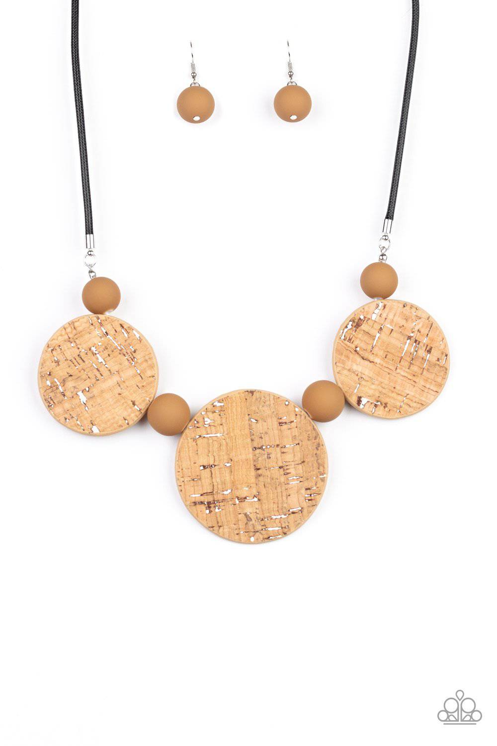 Pop The Cork - White Cork-Like Necklace - Paparazzi Accessories - GlaMarous Titi Jewels