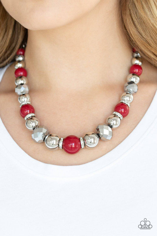 Weekend Party - Red Samba Beads Necklace - Paparazzi Accessories - GlaMarous Titi Jewels