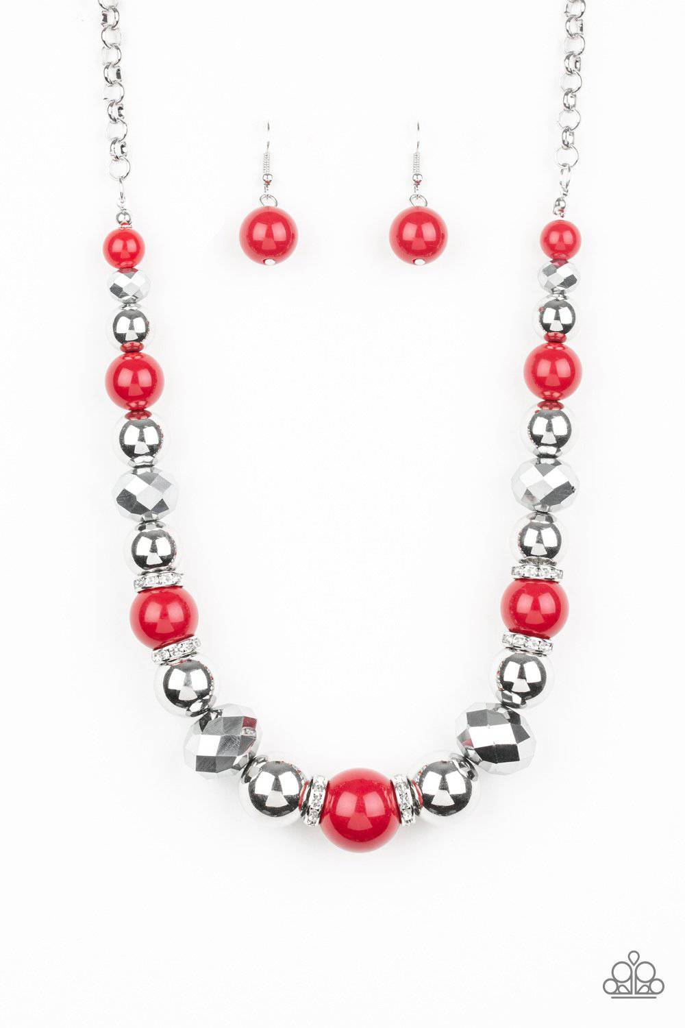 Weekend Party - Red Samba Beads Necklace - Paparazzi Accessories - GlaMarous Titi Jewels