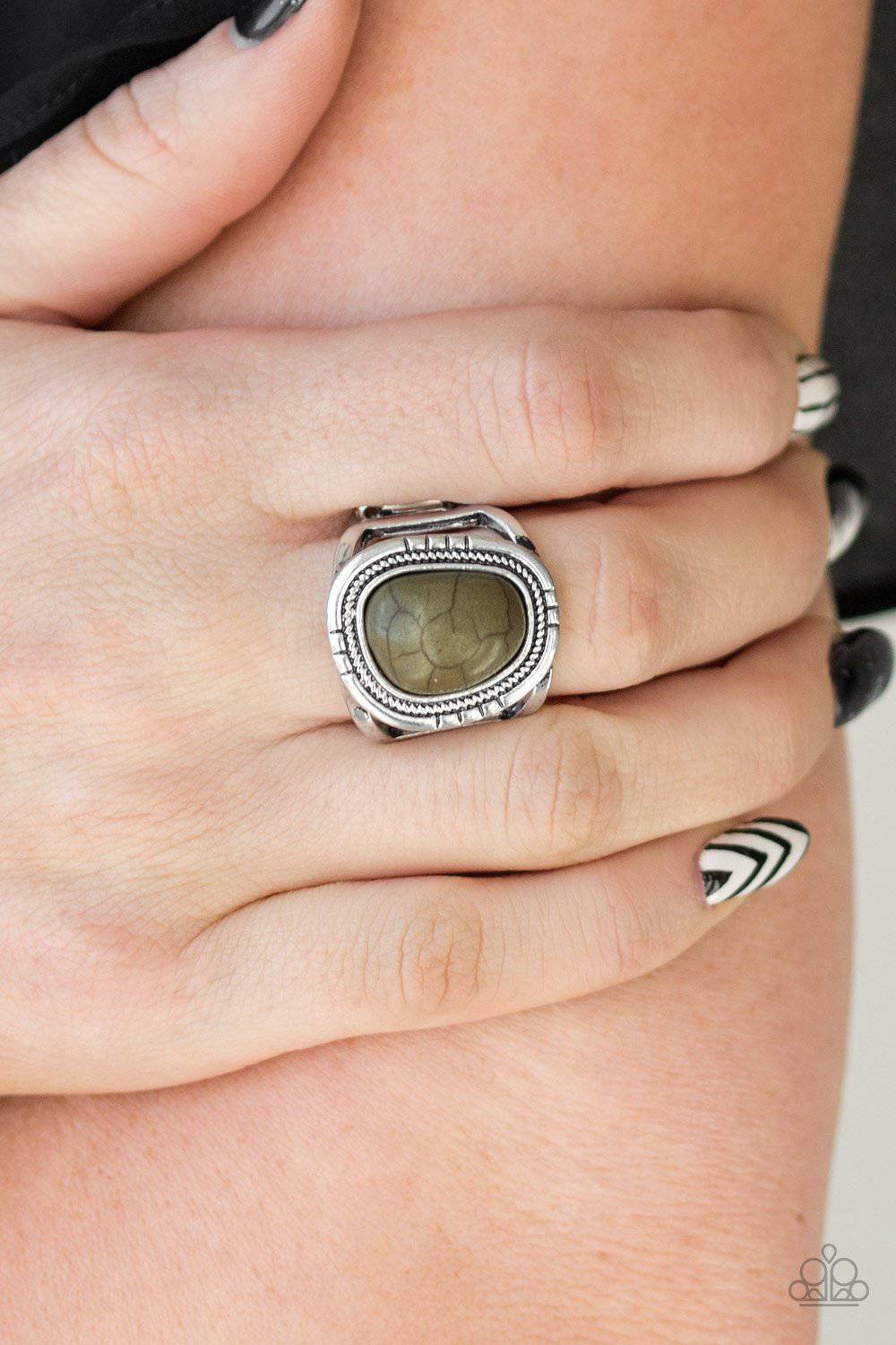 Out On The Range - Green Stone Ring - Paparazzi Accessories - GlaMarous Titi Jewels