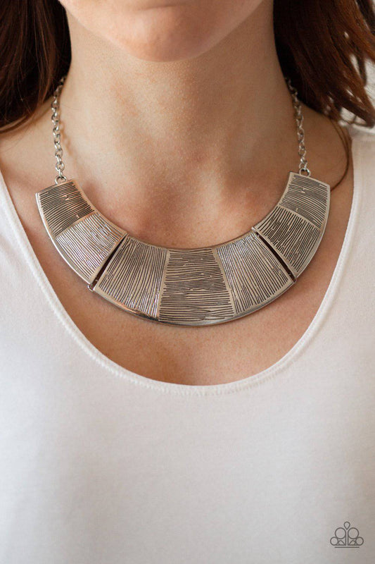 More Roar - Silver Half-Moon Pendant Necklace - Paparazzi Accessories - GlaMarous Titi Jewels