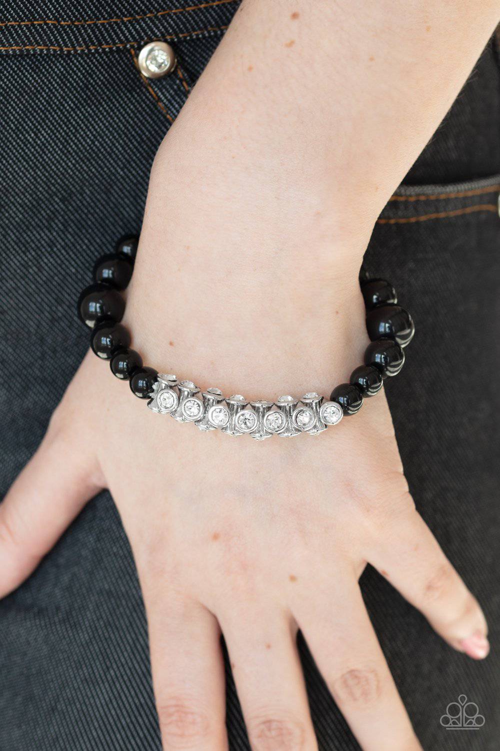 Traffic-Stopping Sparkle - Black Bead & Rhinestone Bracelet - Paparazzi Accessories - GlaMarous Titi Jewels
