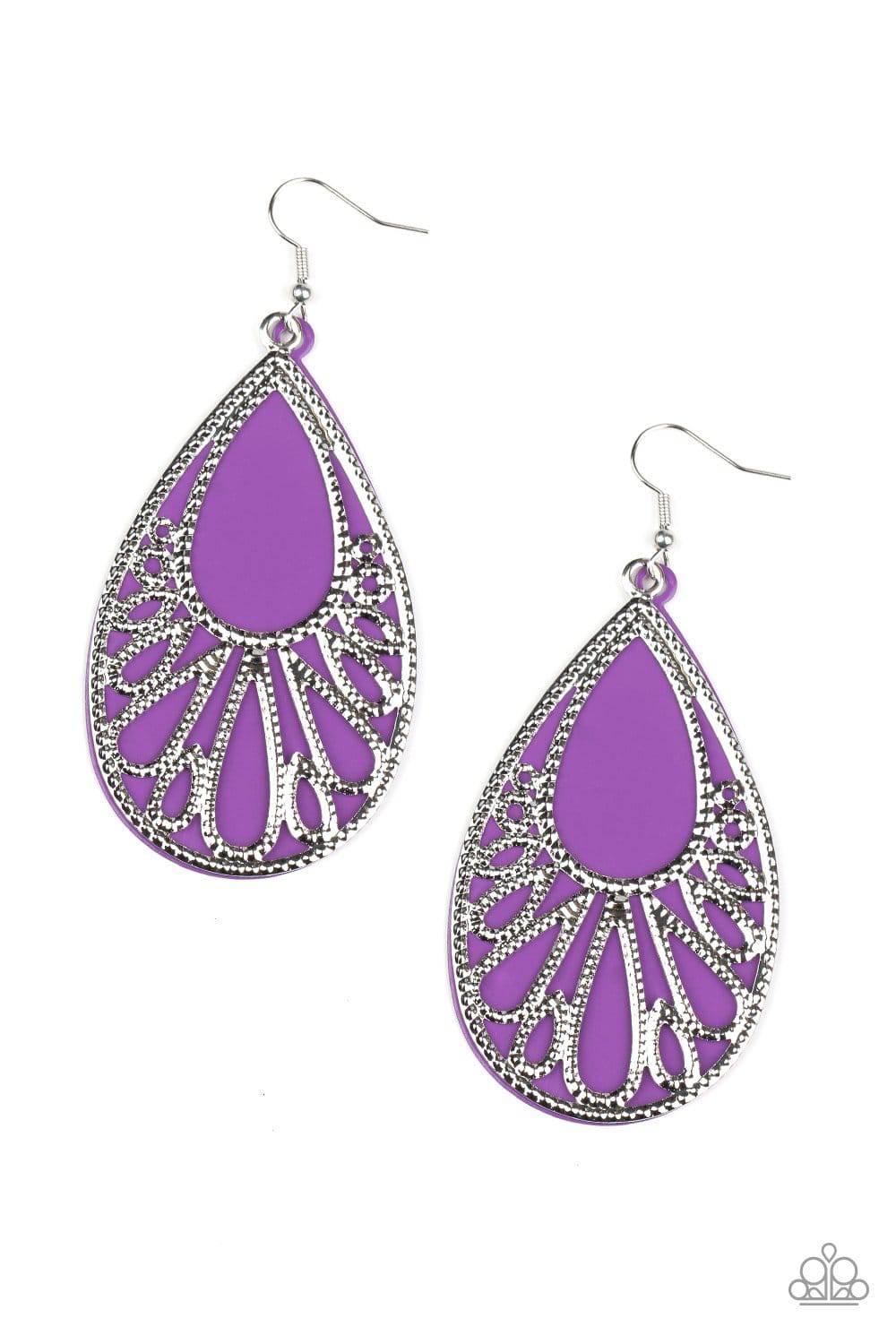 Loud and Proud - Purple Acrylic Teardrop Earrings - Paparazzi Accessories