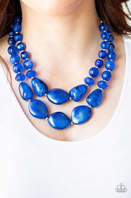 Beach Glam - Galaxy Blue Bead Necklace - Paparazzi Accessories - GlaMarous Titi Jewels