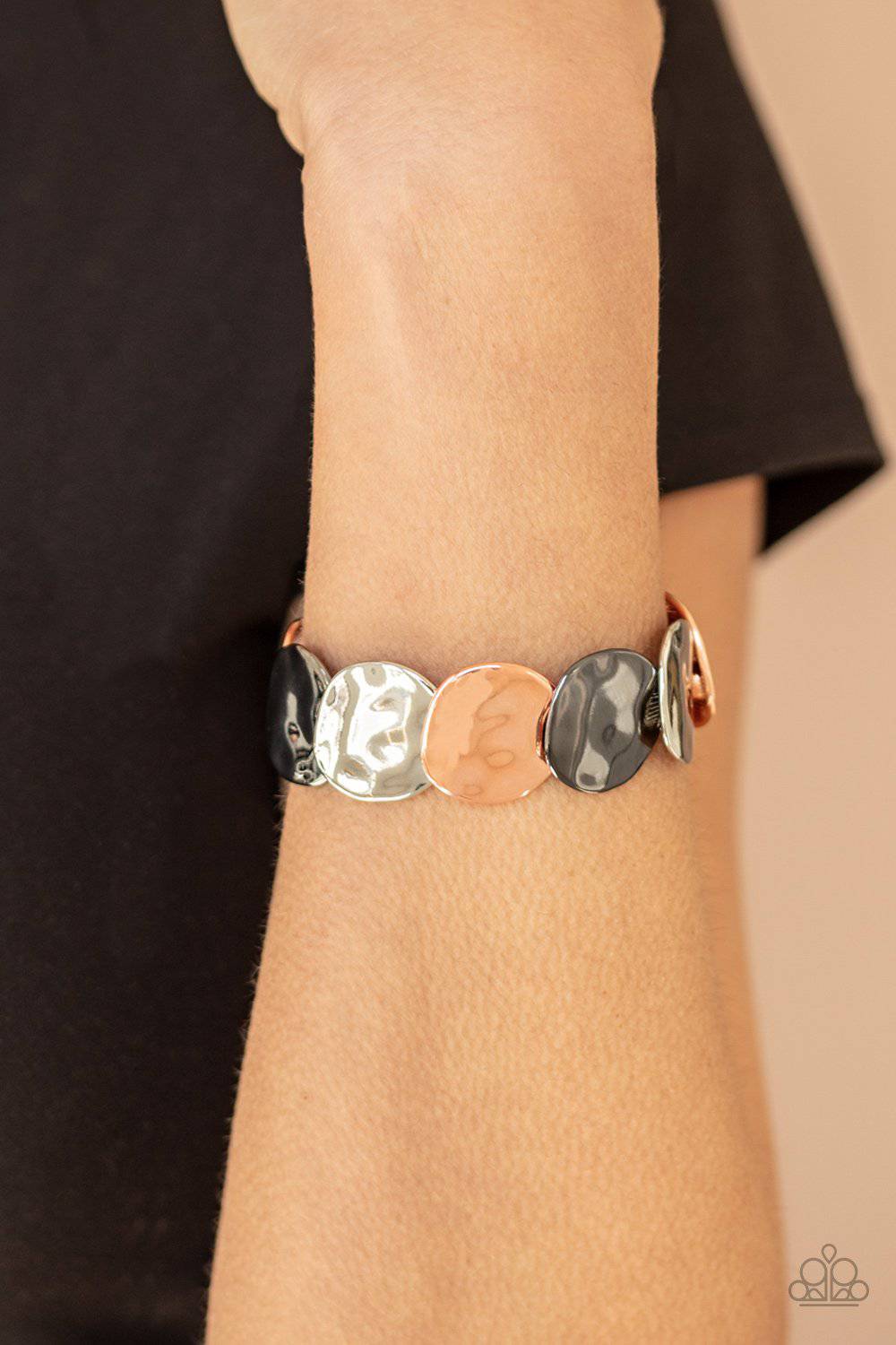 Disc Disco - Silver Copper & Gunmetal Bracelet - Paparazzi Accessories - GlaMarous Titi Jewels