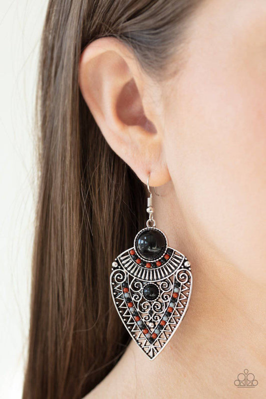 Tribal Territory - Black Brown & Silver Earrings - Paparazzi Accessories - GlaMarous Titi Jewels