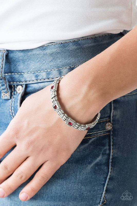 Metro Marvelous - Red Rhinestone Stretchy Bracelet - Paparazzi Accessories - GlaMarous Titi Jewels