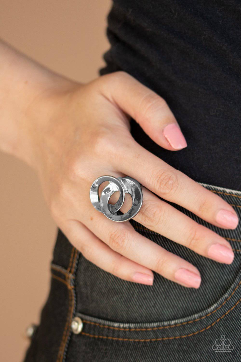 Pro Top Spin - Black Gunmetal Ring - Paparazzi Accessories - GlaMarous Titi Jewels