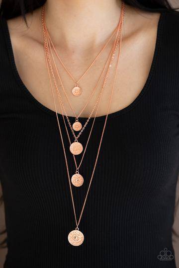 Medallion Marvel - Copper Layered Necklace - Paparazzi Accessories - GlaMarous Titi Jewels