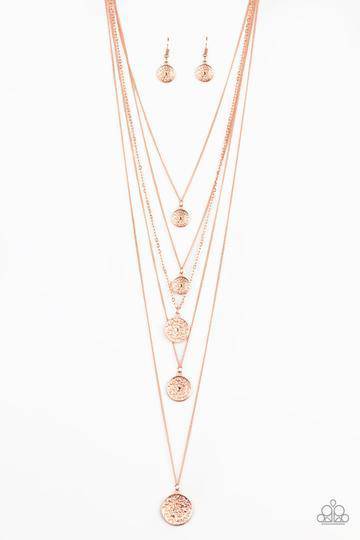 Medallion Marvel - Copper Layered Necklace - Paparazzi Accessories - GlaMarous Titi Jewels