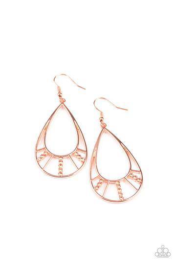 Line Crossing Sparkle - Copper Earrings - Paparazzi Accessories - GlaMarous Titi Jewels