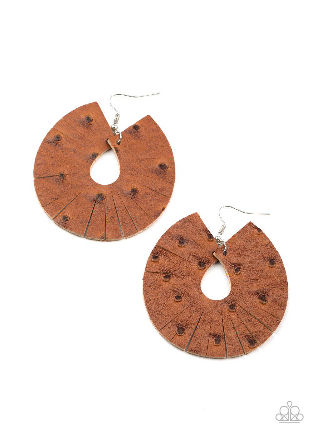 Palm Islands - Brown Leather Teardrop Earrings - Paparazzi Accessories - GlaMarous Titi Jewels