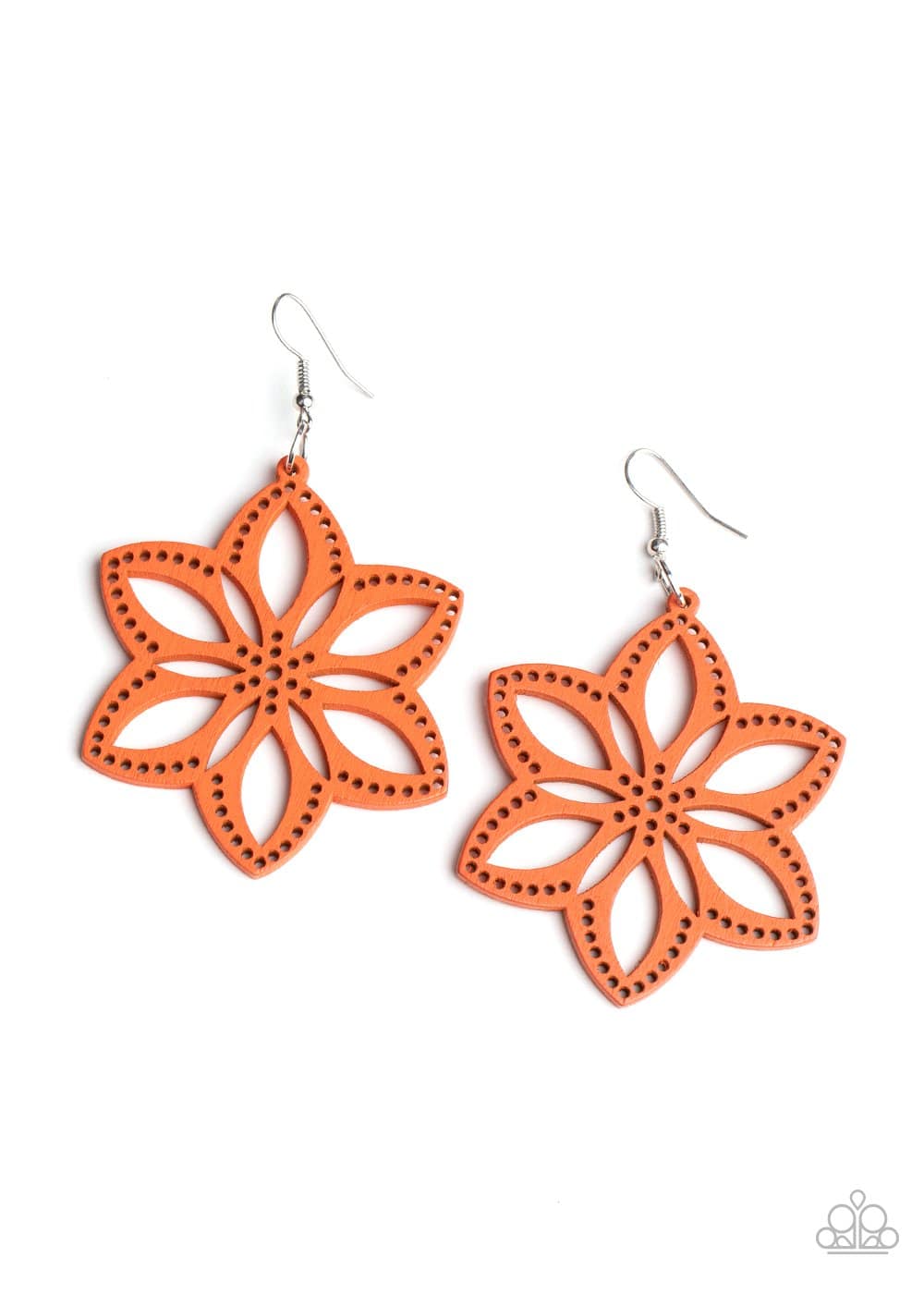 Bahama Blossoms - Orange Wooden Earrings - Paparazzi Accessories - GlaMarous Titi Jewels