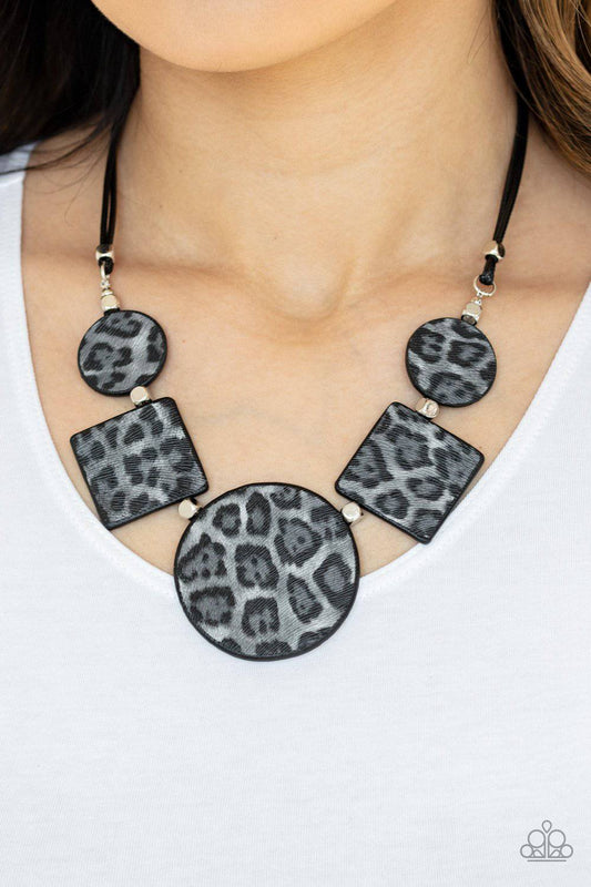 Here Kitty Kitty - Silver Cheetah Print Necklace - Paparazzi Accessories - GlaMarous Titi Jewels