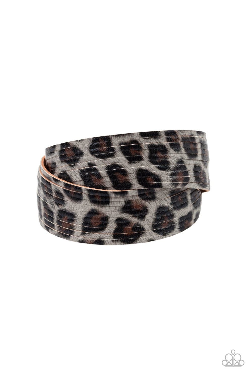 Hey GRRirl - Silver Cheetah Print Wrap Bracelet - Paparazzi Accessories - GlaMarous Titi Jewels