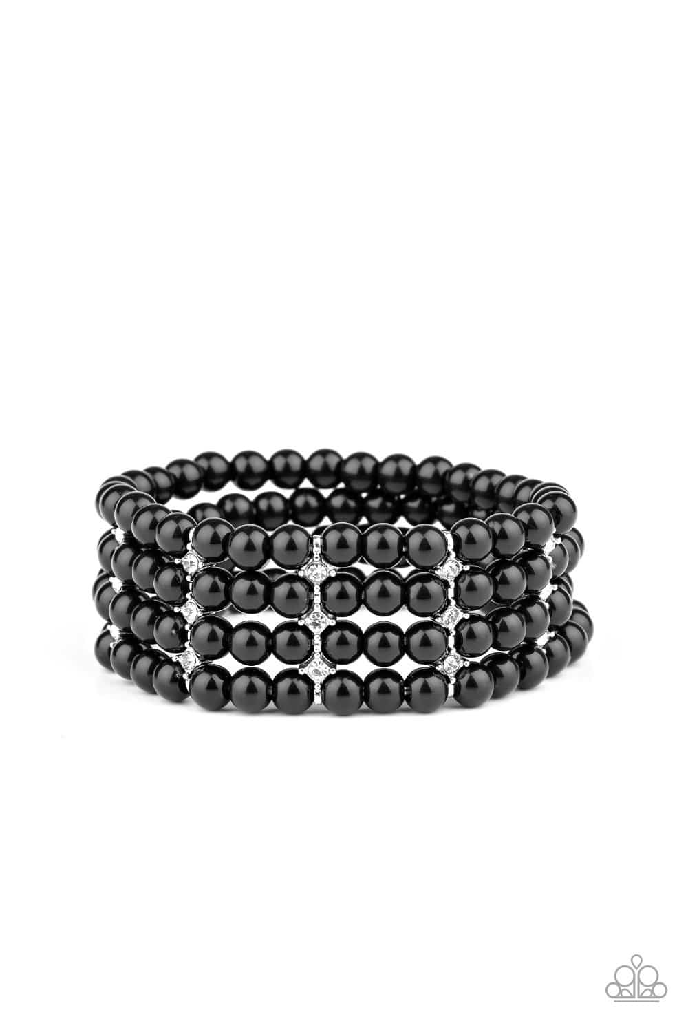 Stacked To The Top - Black Rhinestone Stretchy Bracelet - Paparazzi Accessories - GlaMarous Titi Jewels