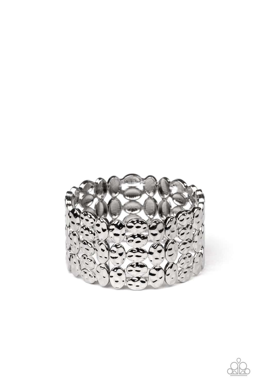 Tectonic Texture - Black Gunmetal Stretchy Bracelet - Paparazzi Accessories - GlaMarous Titi Jewels