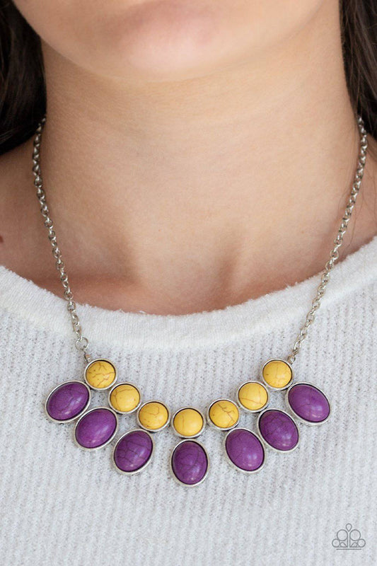 Environmental Impact - Purple & Yellow Necklace - Paparazzi Accessories - GlaMarous Titi Jewels