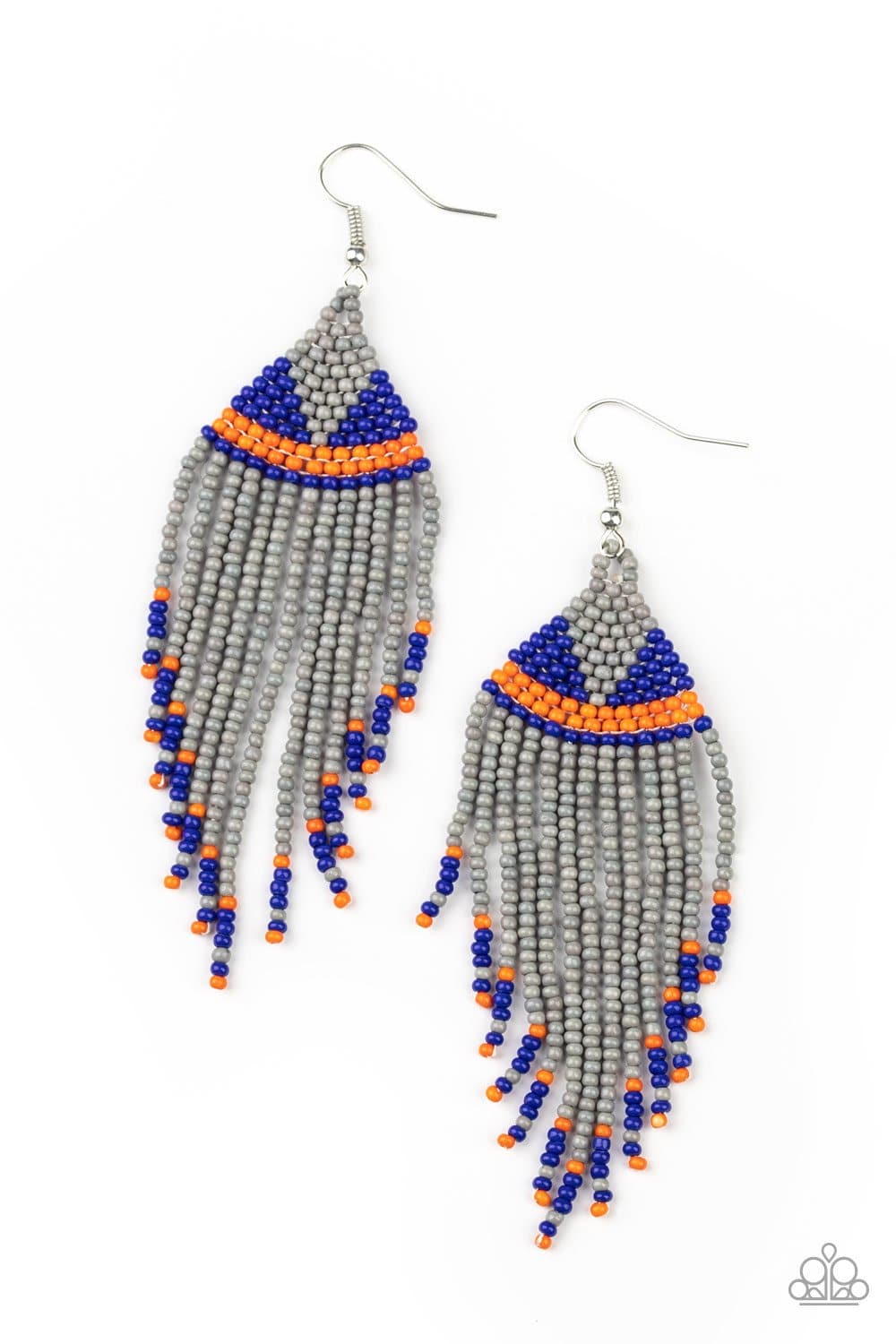 BEADazzle Me - Silver Blue & Orange Seed Bead Earrings - Paparazzi Accessories - GlaMarous Titi Jewels