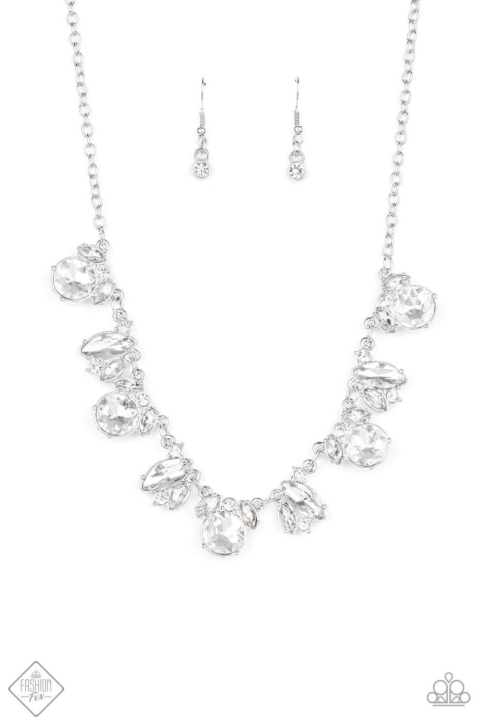 BLING to Attention - White Rhinestone Necklace - Paparazzi Accessories - GlaMarous Titi Jewels