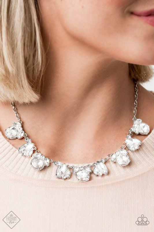 BLING to Attention - White Rhinestone Necklace - Paparazzi Accessories - GlaMarous Titi Jewels