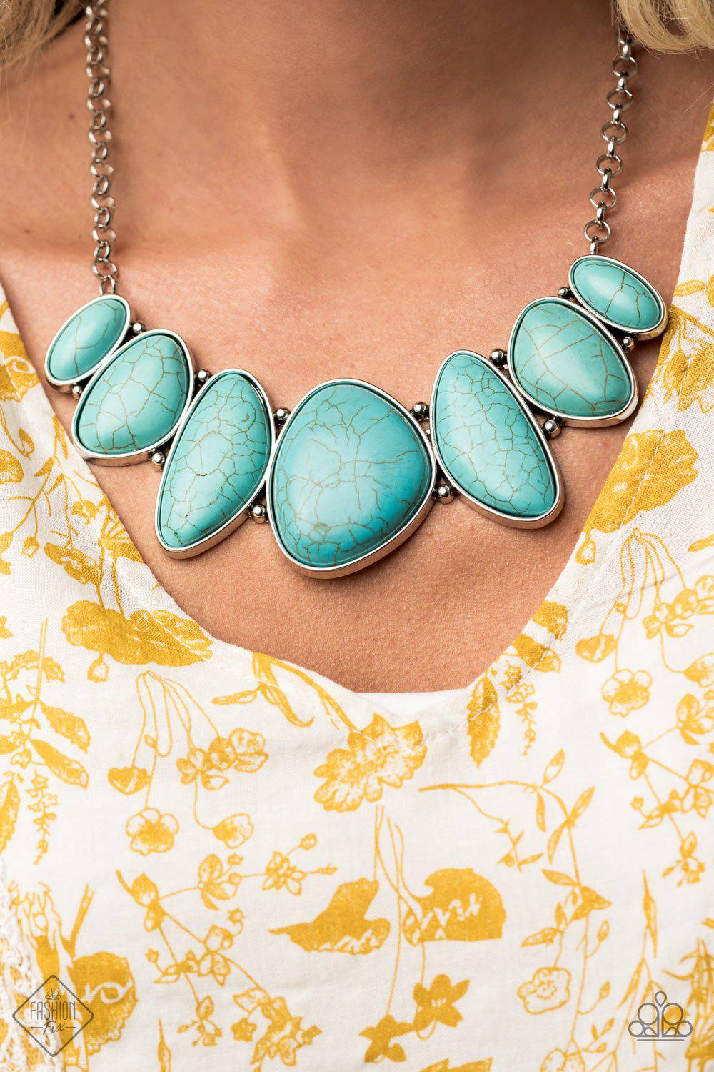 Primitive - Blue Turquoise Stone Necklace - Paparazzi Accessories - GlaMarous Titi Jewels