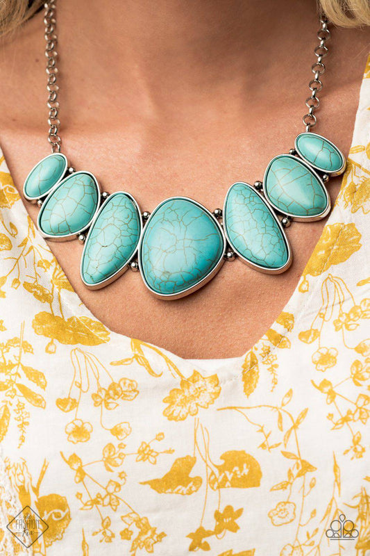 Primitive - Blue Turquoise Stone Necklace - Paparazzi Accessories - GlaMarous Titi Jewels