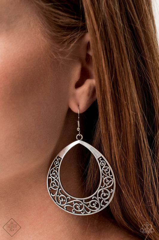 Vineyard Venture - Silver Vine-like Filigree Earrings - Paparazzi Accessories - GlaMarous Titi Jewels