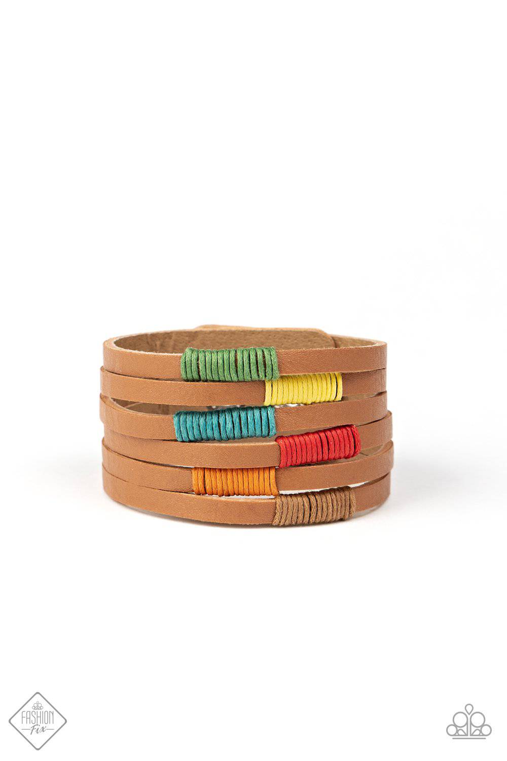 Country Colors - Multi Wrap & Snap Leather Bracelet- Paparazzi Accessories - GlaMarous Titi Jewels