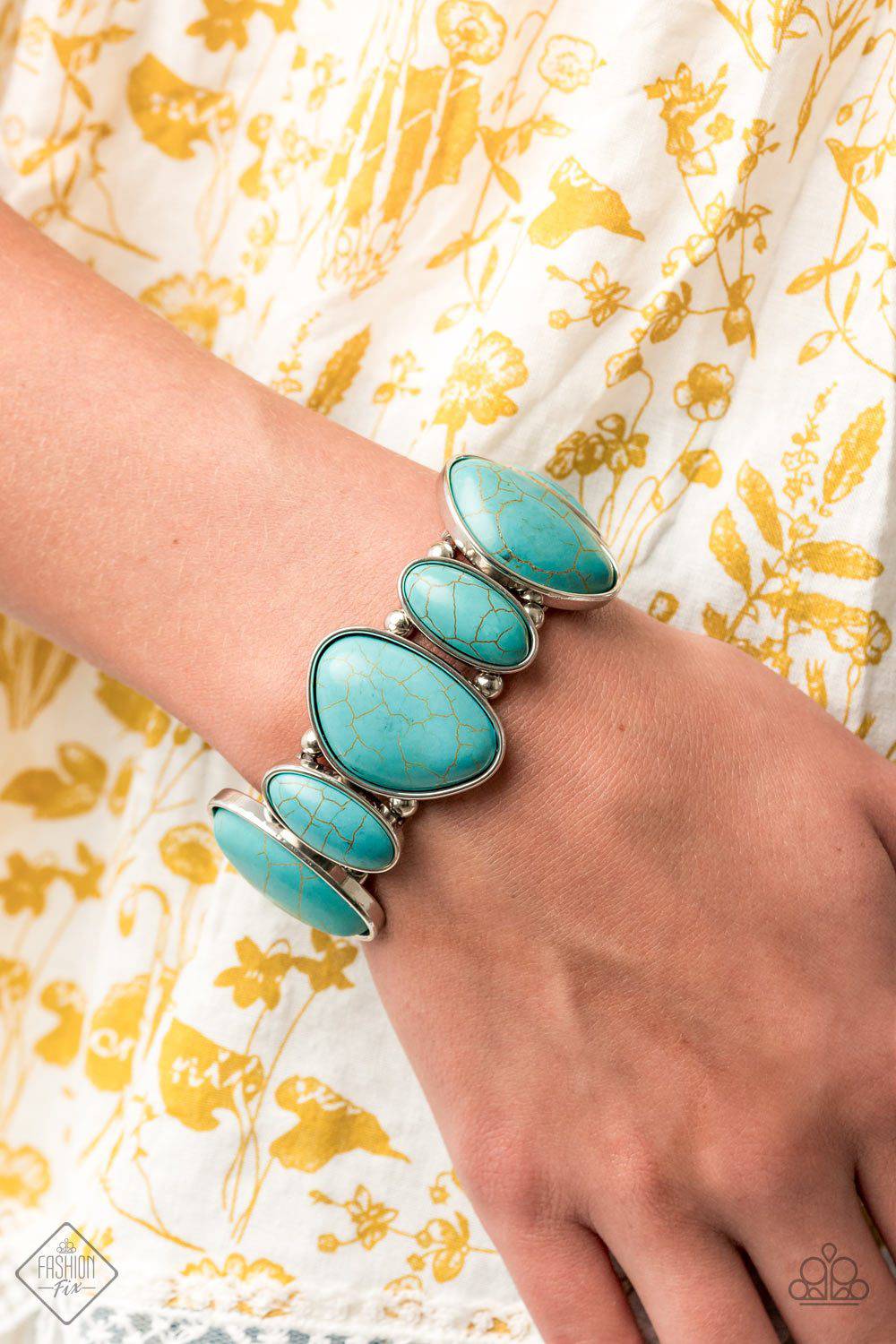 Feel At HOMESTEAD - Turquoise Stone Stretchy Bracelet- Paparazzi Accessories - GlaMarous Titi Jewels