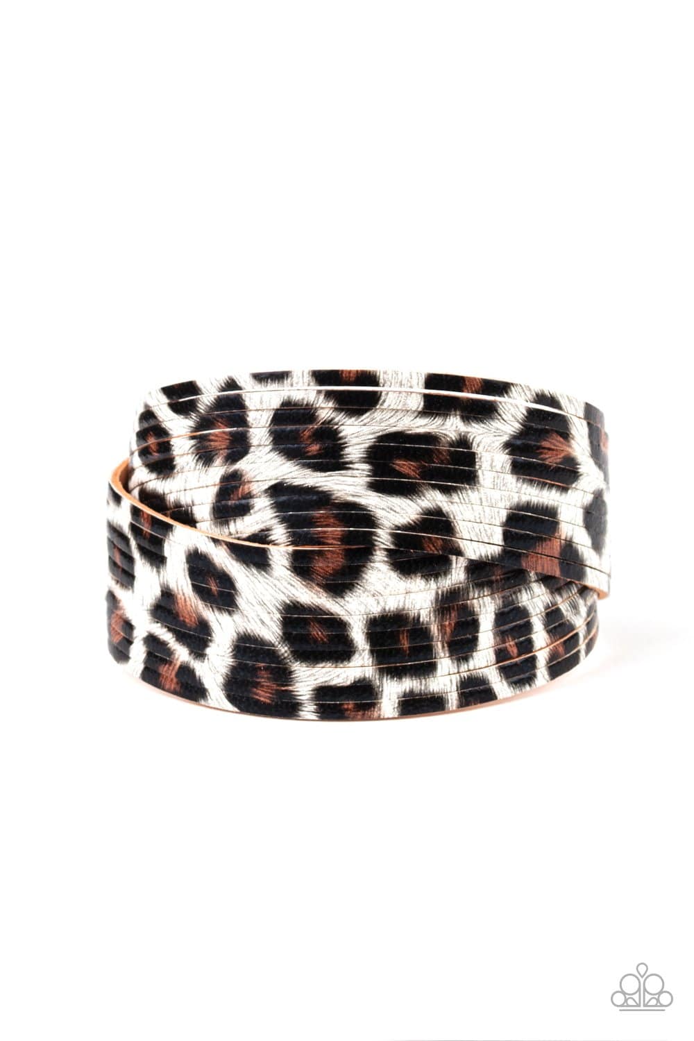 Hey GRRirl - White Brown Black Cheetah Wrap Bracelet - Paparazzi Accessories - GlaMarous Titi Jewels