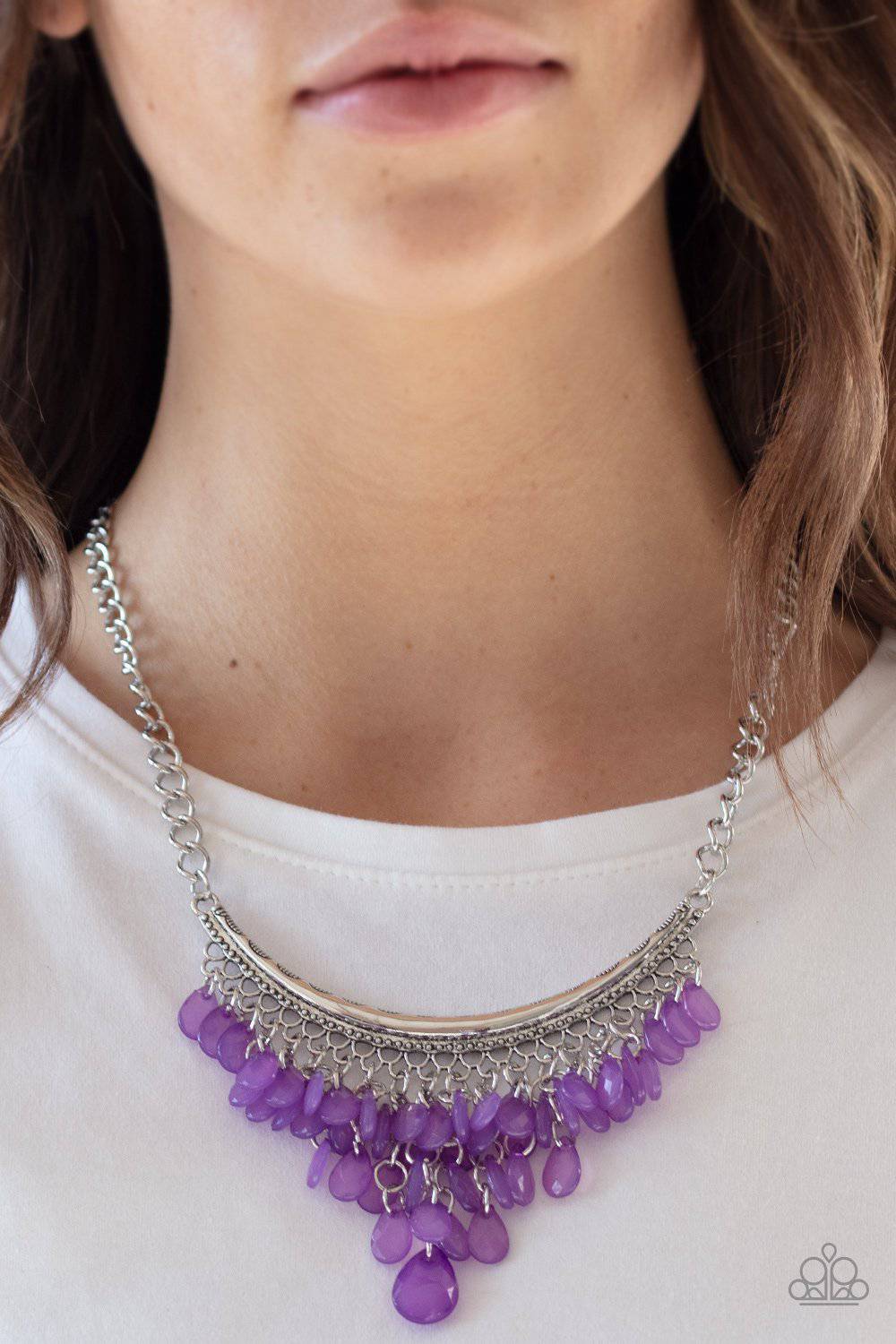 Rio Rainfall - Purple Teardrop Collar Necklace - Paparazzi Accessories - GlaMarous Titi Jewels