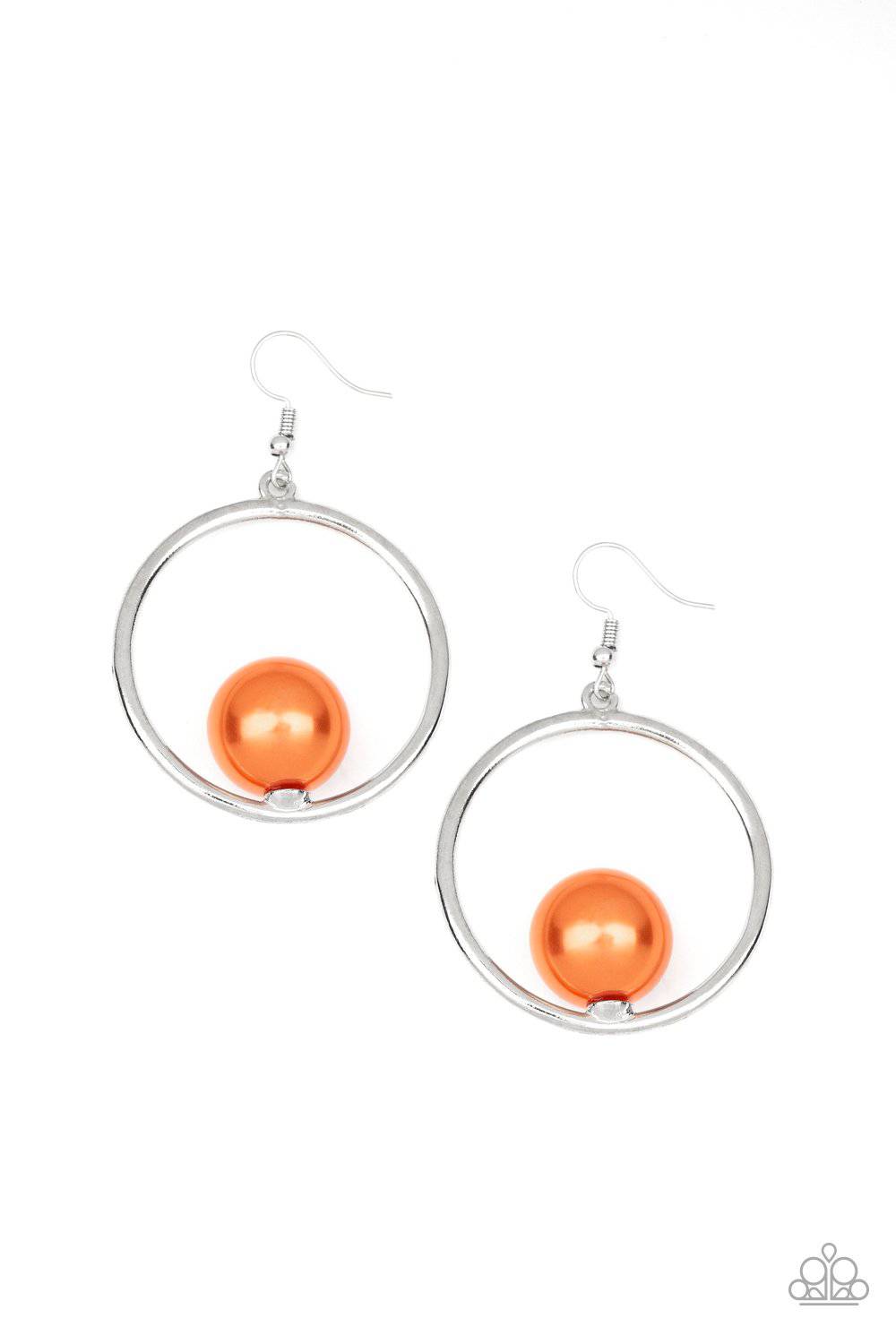 Solitaire REFINEMENT - Orange Pearl Earrings - Paparazzi Accessories - GlaMarous Titi Jewels