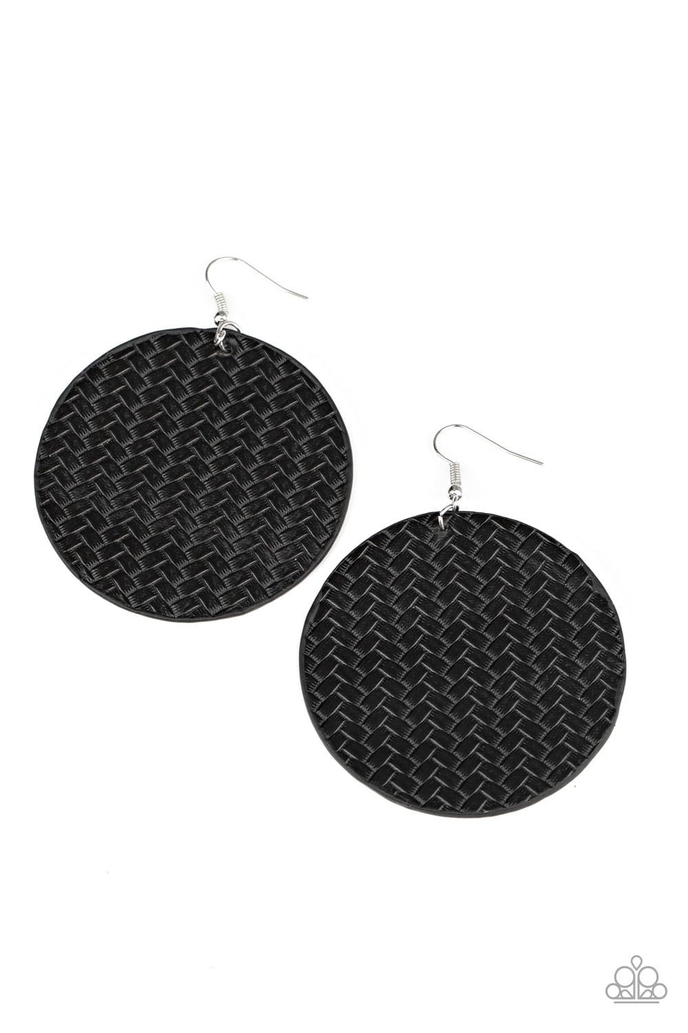 WEAVE Your Mark - Black Plaited Leather Earrings - Paparazzi Accessories - GlaMarous Titi Jewels