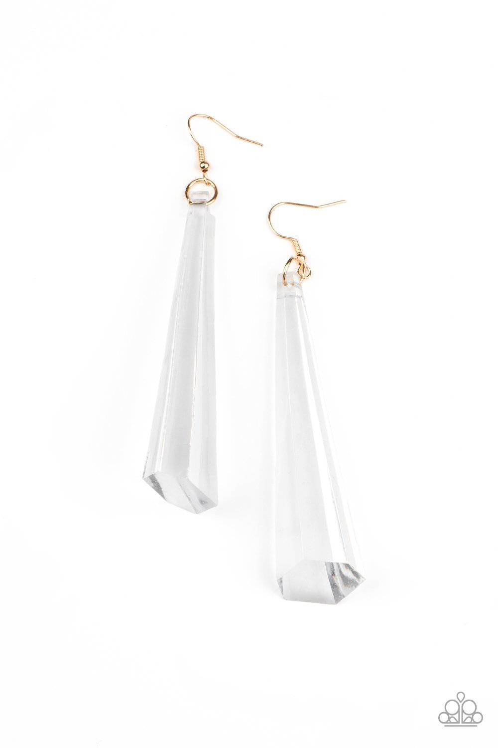 Break The Ice - Gold Asymmetrical Cone Shaped Earrings - Paparazzi Accessories - GlaMarous Titi Jewels