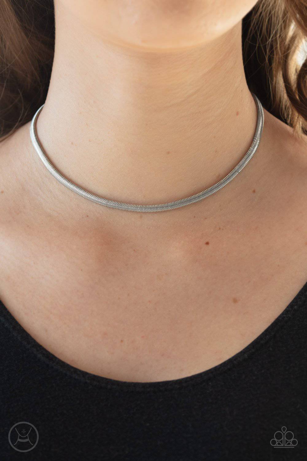 Flat Out Fierce - Silver Snake Chain Choker - Paparazzi Accessories - GlaMarous Titi Jewels